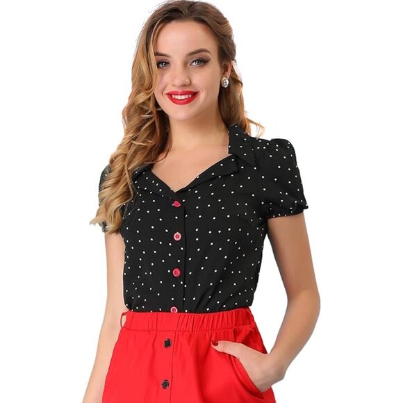 NEW NWT rockabilly dots shirt plus size top xl extra large - Picture 2 of 7